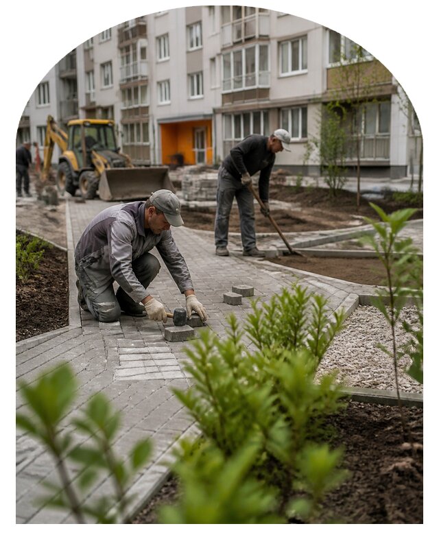 Благоустройство двора многоквартирного дома в Омске